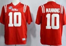 Wholesale Cheap Ole Miss Rebels #10 Eli Manning 2013 Red Jersey