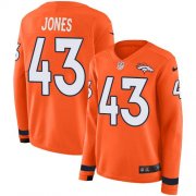 Wholesale Cheap Nike Broncos #43 Joe Jones Orange Team Color Women's Stitched NFL Limited Therma Long Sleeve Jersey