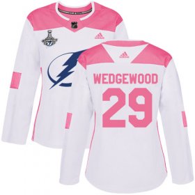 Cheap Adidas Lightning #29 Scott Wedgewood White/Pink Authentic Fashion Women\'s 2020 Stanley Cup Champions Stitched NHL Jersey
