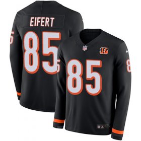 Wholesale Cheap Nike Bengals #85 Tyler Eifert Black Team Color Men\'s Stitched NFL Limited Therma Long Sleeve Jersey