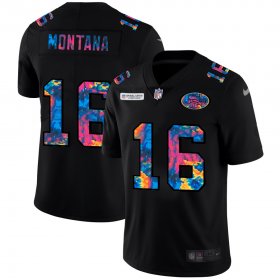 Cheap San Francisco 49ers #16 Joe Montana Men\'s Nike Multi-Color Black 2020 NFL Crucial Catch Vapor Untouchable Limited Jersey