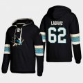 Wholesale Cheap San Jose Sharks #62 Kevin Labanc Black adidas Lace-Up Pullover Hoodie
