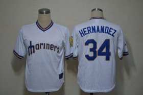Wholesale Cheap Mariners #34 Felix Hernandez White Cooperstown Stitched MLB Jersey