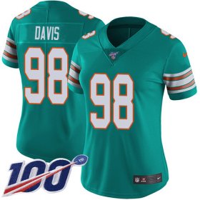 Wholesale Cheap Nike Dolphins #98 Raekwon Davis Aqua Green Alternate Women\'s Stitched NFL 100th Season Vapor Untouchable Limited Jersey