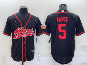 Wholesale Men's San Francisco 49ers #5 Trey Lance Black Stitched Cool Base Nike Baseball Jersey