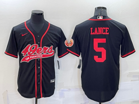 Wholesale Men\'s San Francisco 49ers #5 Trey Lance Black Stitched Cool Base Nike Baseball Jersey
