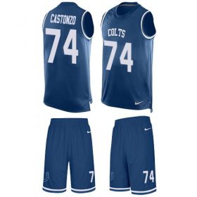 Wholesale Cheap Nike Colts #74 Anthony Castonzo Royal Blue Team Color Men\'s Stitched NFL Limited Tank Top Suit Jersey