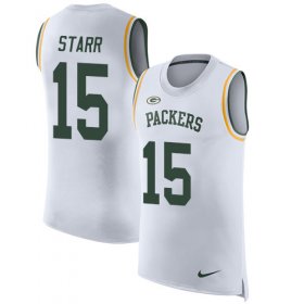 Wholesale Cheap Nike Packers #15 Bart Starr White Men\'s Stitched NFL Limited Rush Tank Top Jersey
