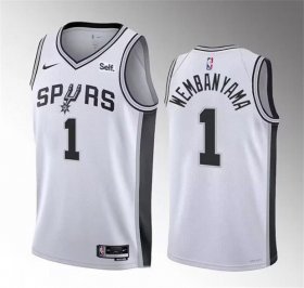 Wholesale Cheap Men\'s San Antonio Spurs #1 Victor Wembanyama White 2022-23 Association Edition Stitched Basketball Jersey