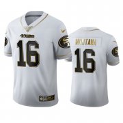 Wholesale Cheap San Francisco 49ers #16 Joe Montana Men's Nike White Golden Edition Vapor Limited NFL 100 Jersey