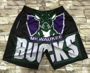 Wholesale Cheap Men's Milwaukee Bucks Black Big Face Mitchell Ness Hardwood Classics Soul Swingman Throwback Shorts