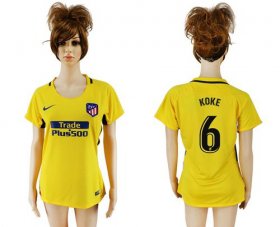 Wholesale Cheap Women\'s Atletico Madrid #6 Koke Away Soccer Club Jersey