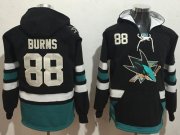 Wholesale Cheap Sharks #88 Brent Burns Black Name & Number Pullover NHL Hoodie