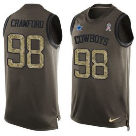 Wholesale Cheap Nike Cowboys #98 Tyrone Crawford Green Men\'s Stitched NFL Limited Salute To Service Tank Top Jersey