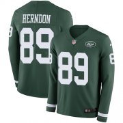 Wholesale Cheap Nike Jets #89 Chris Herndon Green Team Color Men's Stitched NFL Limited Therma Long Sleeve Jersey