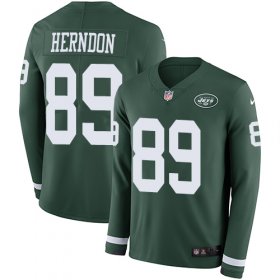 Wholesale Cheap Nike Jets #89 Chris Herndon Green Team Color Men\'s Stitched NFL Limited Therma Long Sleeve Jersey