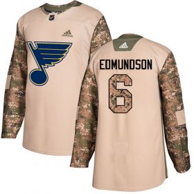 Wholesale Cheap Adidas Blues #6 Joel Edmundson Camo Authentic 2017 Veterans Day Stitched NHL Jersey