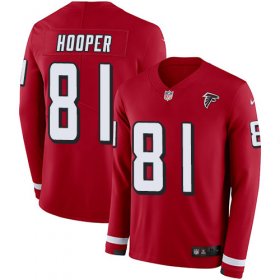Wholesale Cheap Nike Falcons #81 Austin Hooper Red Team Color Men\'s Stitched NFL Limited Therma Long Sleeve Jersey