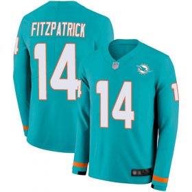 Wholesale Cheap Nike Dolphins #14 Ryan Fitzpatrick Aqua Green Team Color Men\'s Stitched NFL Limited Therma Long Sleeve Jersey
