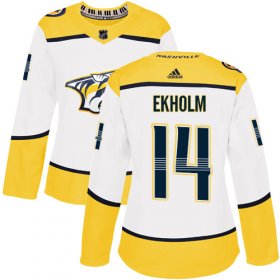 Wholesale Cheap Adidas Predators #14 Mattias Ekholm White Road Authentic Women\'s Stitched NHL Jersey