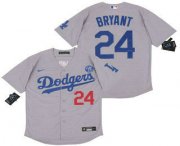 Wholesale Cheap Men's Los Angeles Dodgers #24 Kobe Bryant Grey KB Patch Stitched MLB Cool Base Nike Jersey