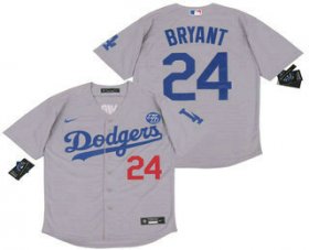 Wholesale Cheap Men\'s Los Angeles Dodgers #24 Kobe Bryant Grey KB Patch Stitched MLB Cool Base Nike Jersey