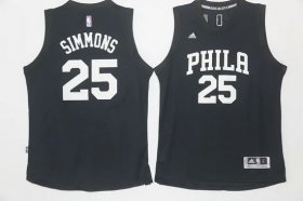 Wholesale Cheap Men\'s Philadelphia 76ers #25 Ben Simmons Black With White Stitched NBA Adidas Revolution 30 Swingman Jersey