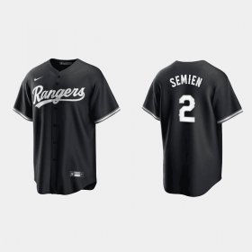 Wholesale Cheap Men\'s Texas Rangers #2 Marcus Semien Black Cool Base Stitched Baseball Jersey