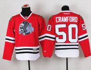 Wholesale Cheap Blackhawks #50 Corey Crawford Red(White Skull) Stitched Youth NHL Jersey