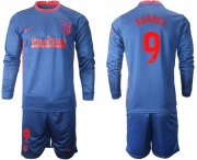 Wholesale Cheap Men 2020-2021 club Atletico Madrid away long sleeves 9 blue Soccer Jerseys1