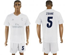 Wholesale Cheap Real Madrid #5 Zidane Marine Environmental Protection Home Soccer Club Jersey