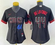 Wholesale Cheap Women's Cincinnati Reds #44 Elly De La Cruz Number Black 2023 City Connect Cool Base Stitched Baseball Jersey3