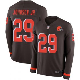 Wholesale Cheap Nike Browns #29 Duke Johnson Jr Brown Team Color Men\'s Stitched NFL Limited Therma Long Sleeve Jersey