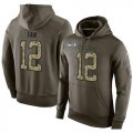 Wholesale Cheap NFL Men's Nike Seattle Seahawks #12 Fan Stitched Green Olive Salute To Service KO Performance Hoodie