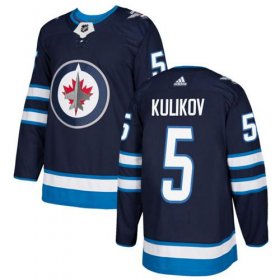 Wholesale Cheap Adidas Jets #5 Dmitry Kulikov Navy Blue Home Authentic Stitched NHL Jersey