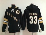 Wholesale Cheap Boston Bruins #33 Zdeno Chara Black Women's Old Time Heidi NHL Hoodie