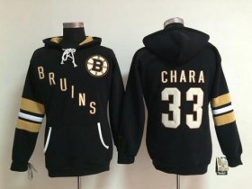 Wholesale Cheap Boston Bruins #33 Zdeno Chara Black Women\'s Old Time Heidi NHL Hoodie