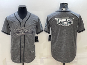 Wholesale Cheap Men's Philadelphia Eagles Grey Team Big Logo With Patch Cool Base Stitched Baseball Jersey