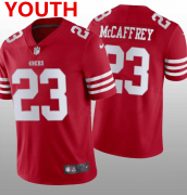 Wholesale Cheap Youth San Francisco 49ers #23 Christian McCaffrey Red 2022 Vapor Untouchable Stitched Jersey