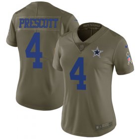 Wholesale Cheap Nike Cowboys #4 Dak Prescott Olive Women\'s Stitched NFL Limited 2017 Salute to Service Jersey