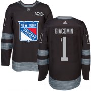 Wholesale Cheap Adidas Rangers #1 Eddie Giacomin Black 1917-2017 100th Anniversary Stitched NHL Jersey