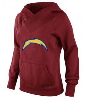 Wholesale Cheap Women\'s Los Angeles Chargers Logo Pullover Hoodie Red-1