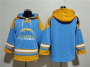 Wholesale Cheap Men's Los Angeles Chargers Blank Blue Ageless Must-Have Lace-Up Pullover Hoodie