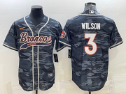 Wholesale Cheap Men's Denver Broncos #3 Russell Wilson Grey Camo With Patch Cool Base Stitched Baseball Jersey