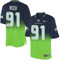 Wholesale Cheap Nike Seahawks #91 Jarran Reed Steel Blue/Green Men's Stitched NFL Elite Fadeaway Fashion Jersey