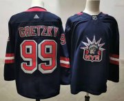 Wholesale Cheap Men's New York Rangers #99 Wayne Gretzky Navy Blue Adidas 2020-21 Stitched NHL Jersey