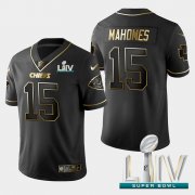 Wholesale Cheap Kansas City Chiefs #15 Patrick Mahomes Vapor Limited Black Golden Super Bowl LIV 2020 Jersey