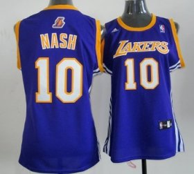 Wholesale Cheap Los Angeles Lakers #10 Steve Nash Purple Womens Jersey