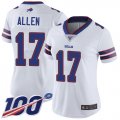 Wholesale Cheap Nike Bills #17 Josh Allen White Women's Stitched NFL 100th Season Vapor Limited Jersey