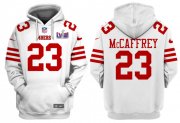 Cheap Men's San Francisco 49ers #23 Christian McCaffrey White Super Bowl LVIII Alternate Pullover Hoodie